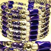 36inch Navy Blue Plastic ,Glass,Magnetic Wrap Bracelet Necklace All in One Set